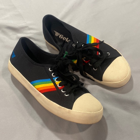 Gola Shoes - Gola Coaster Rainbow Lace Up Shoes Black Women’s Size 8